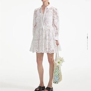 Self Portrait lace cotton mini shirtdress size 12